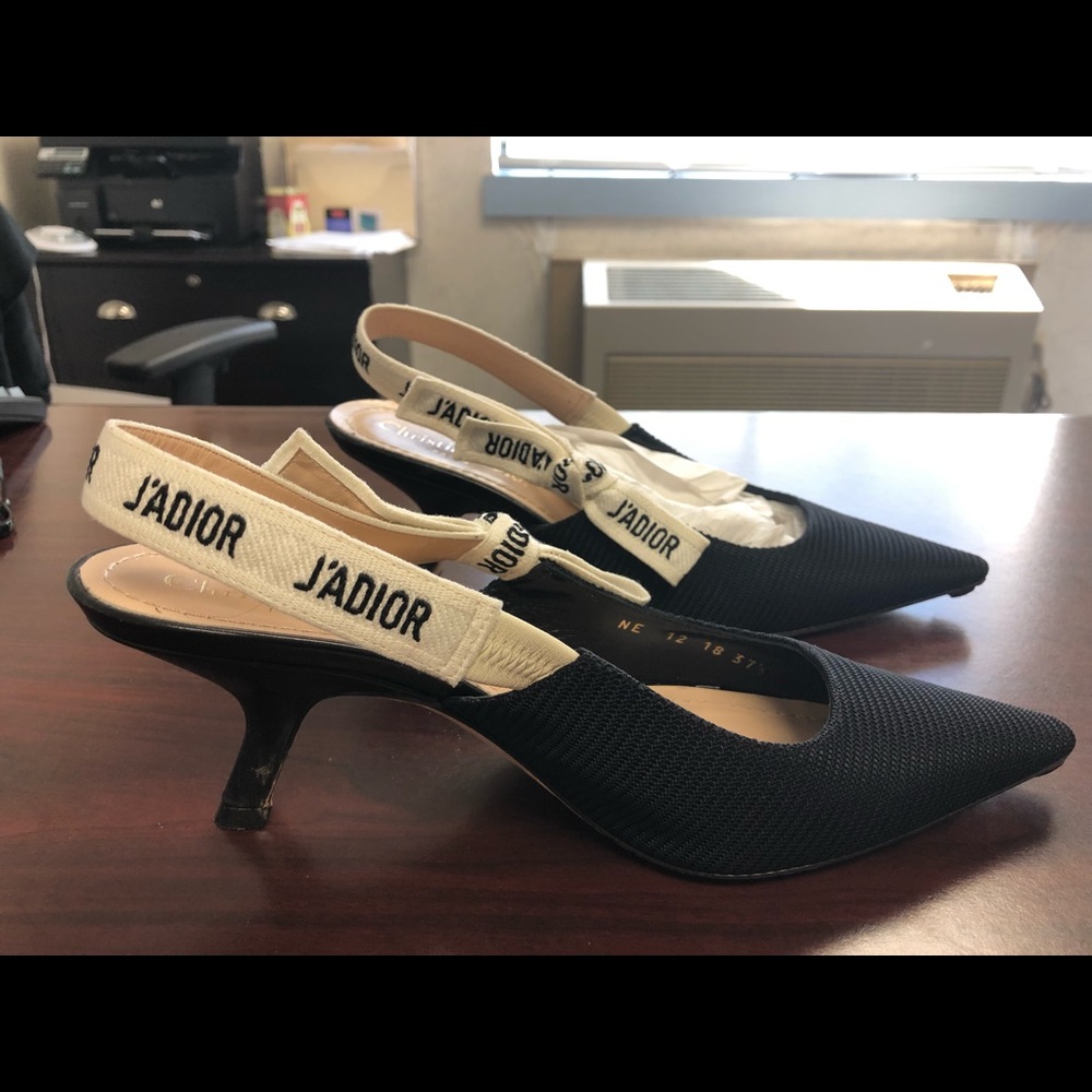 Dior black sling back pumps